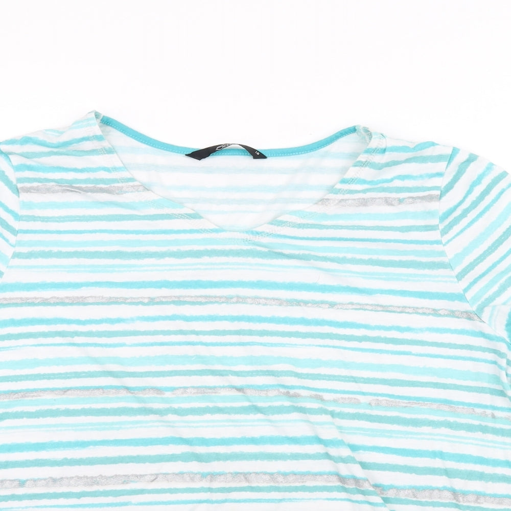 BM Womens Blue Striped  Basic T-Shirt Size 18