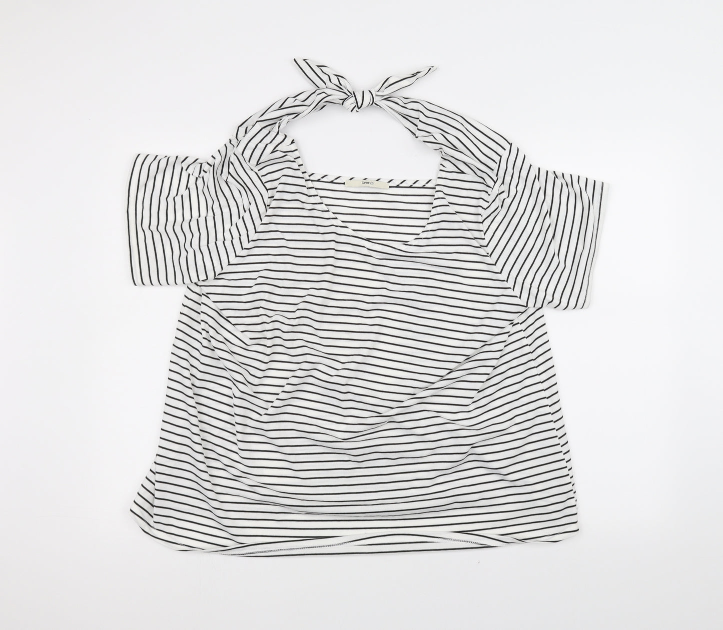 George Womens White Striped  Basic T-Shirt Size 20