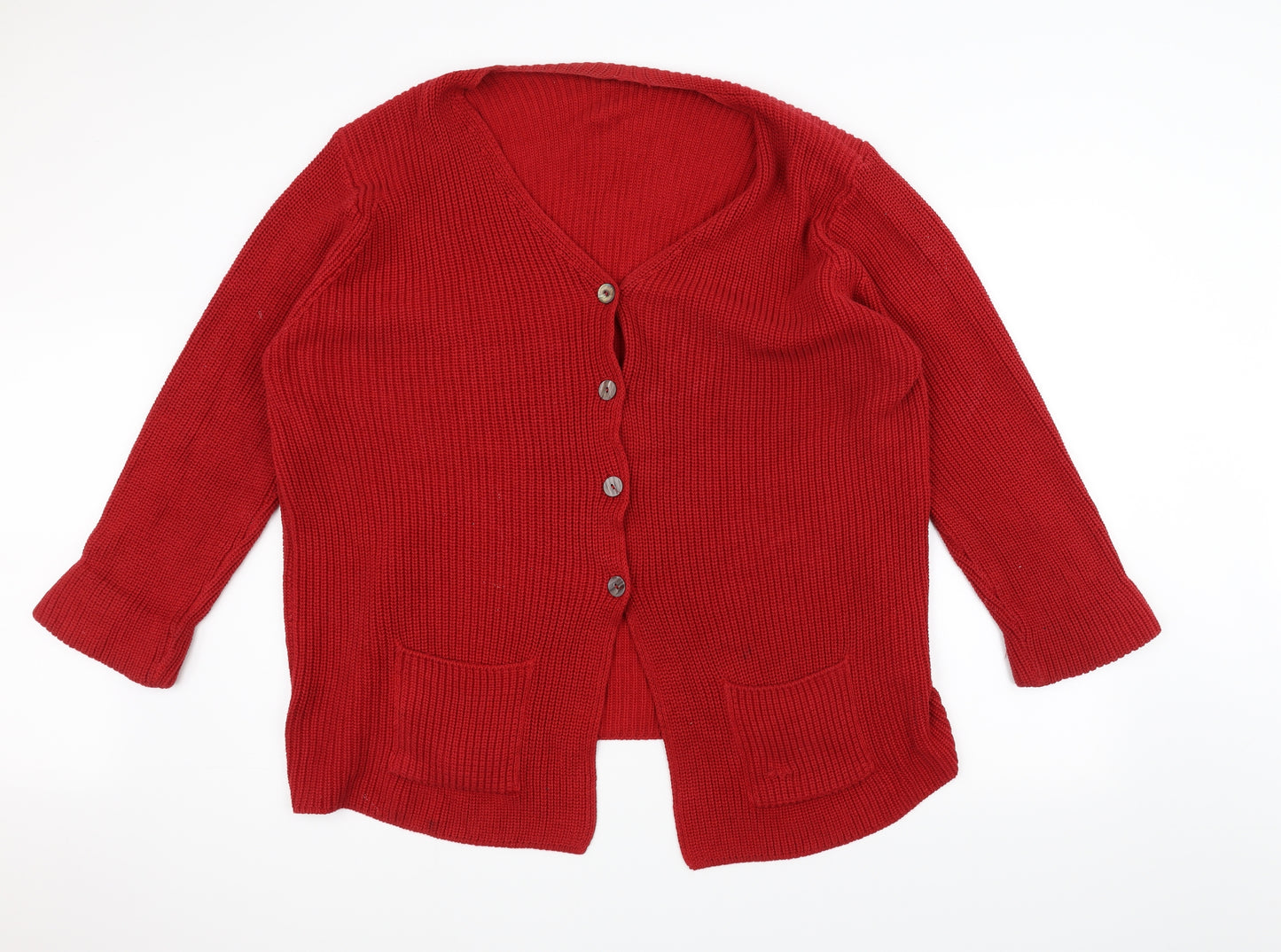 Marks and Spencer Womens Red  Knit Jacket Coatigan Size 18