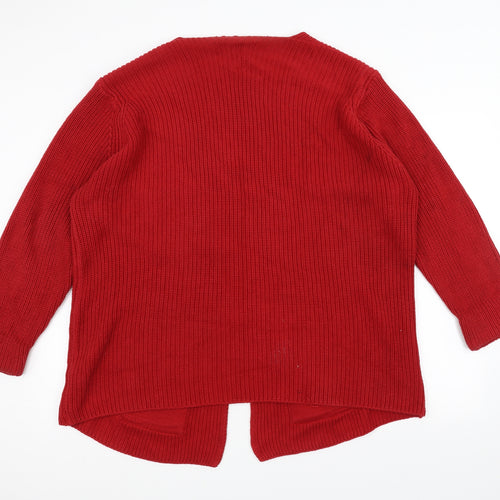 Marks and Spencer Womens Red  Knit Jacket Coatigan Size 18