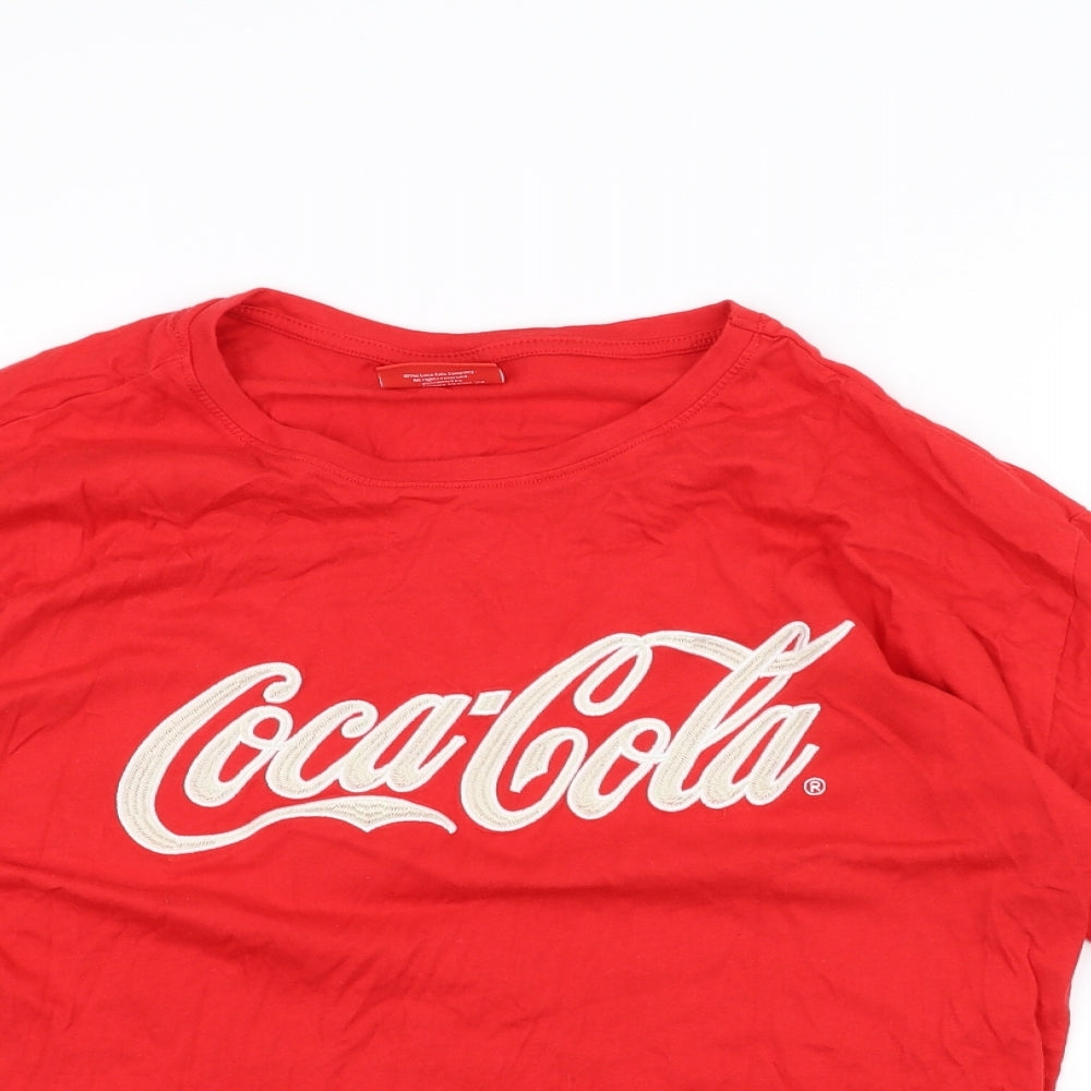 Coca-Cola Womens Red   Cropped T-Shirt Size L
