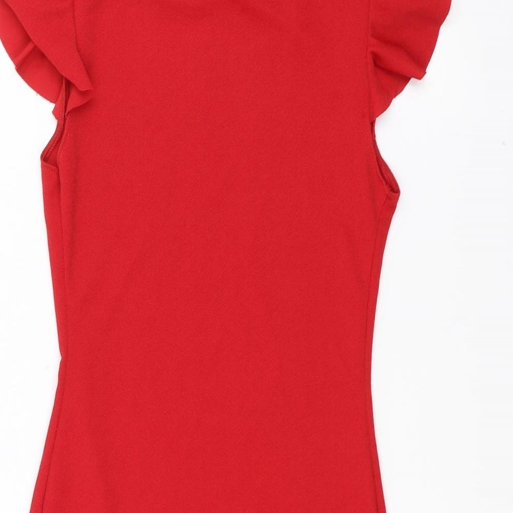 PRETTYLITTLETHING Womens Red   Pencil Dress  Size 10