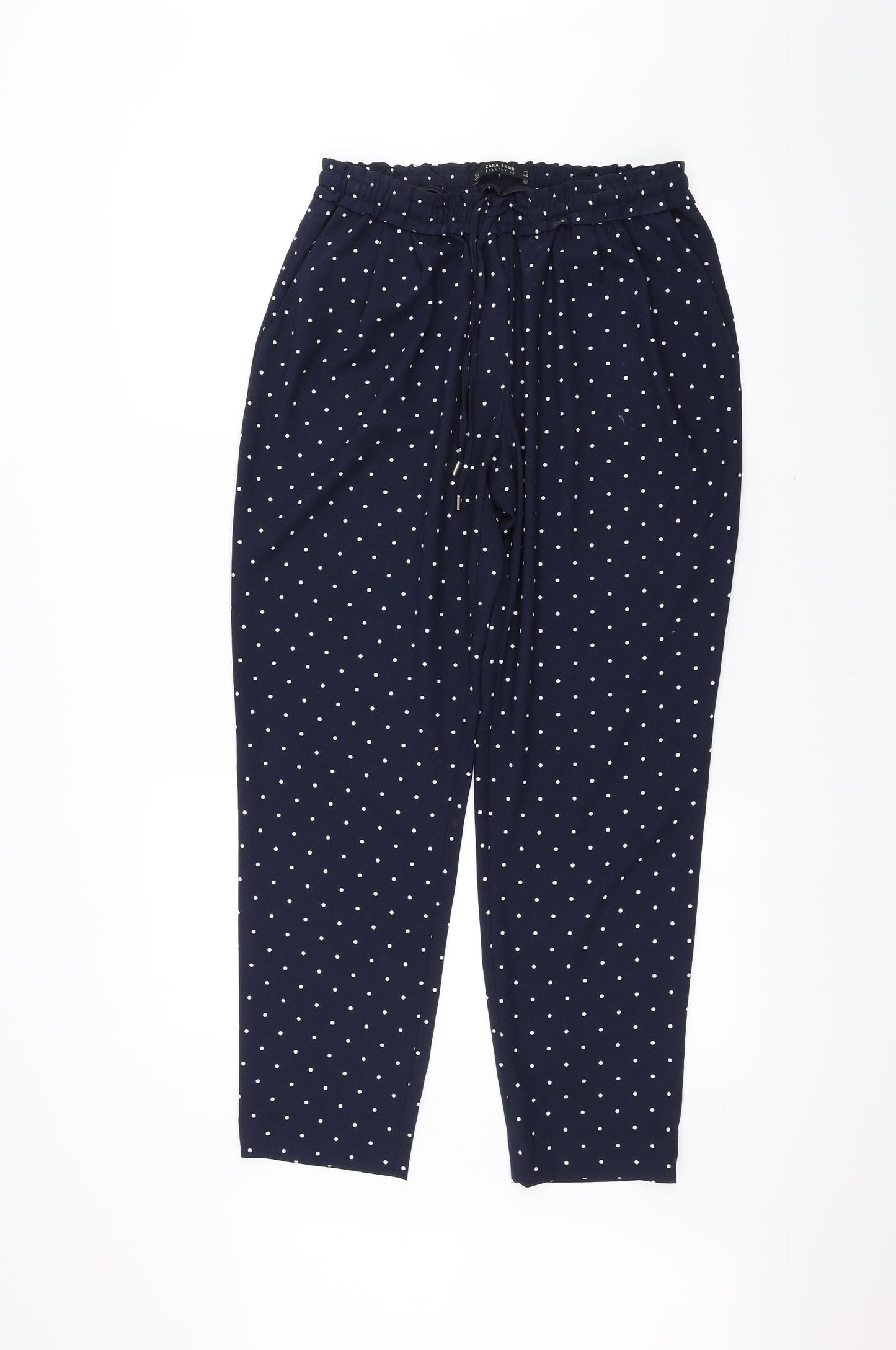 Zara Womens Blue Polka Dot  Trousers  Size M L25 in