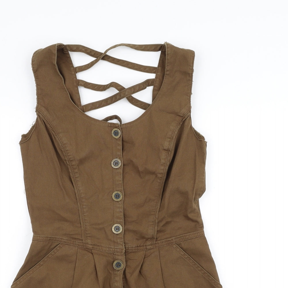 Miss Selfridge Womens Brown   Bodysuit One-Piece Size 10