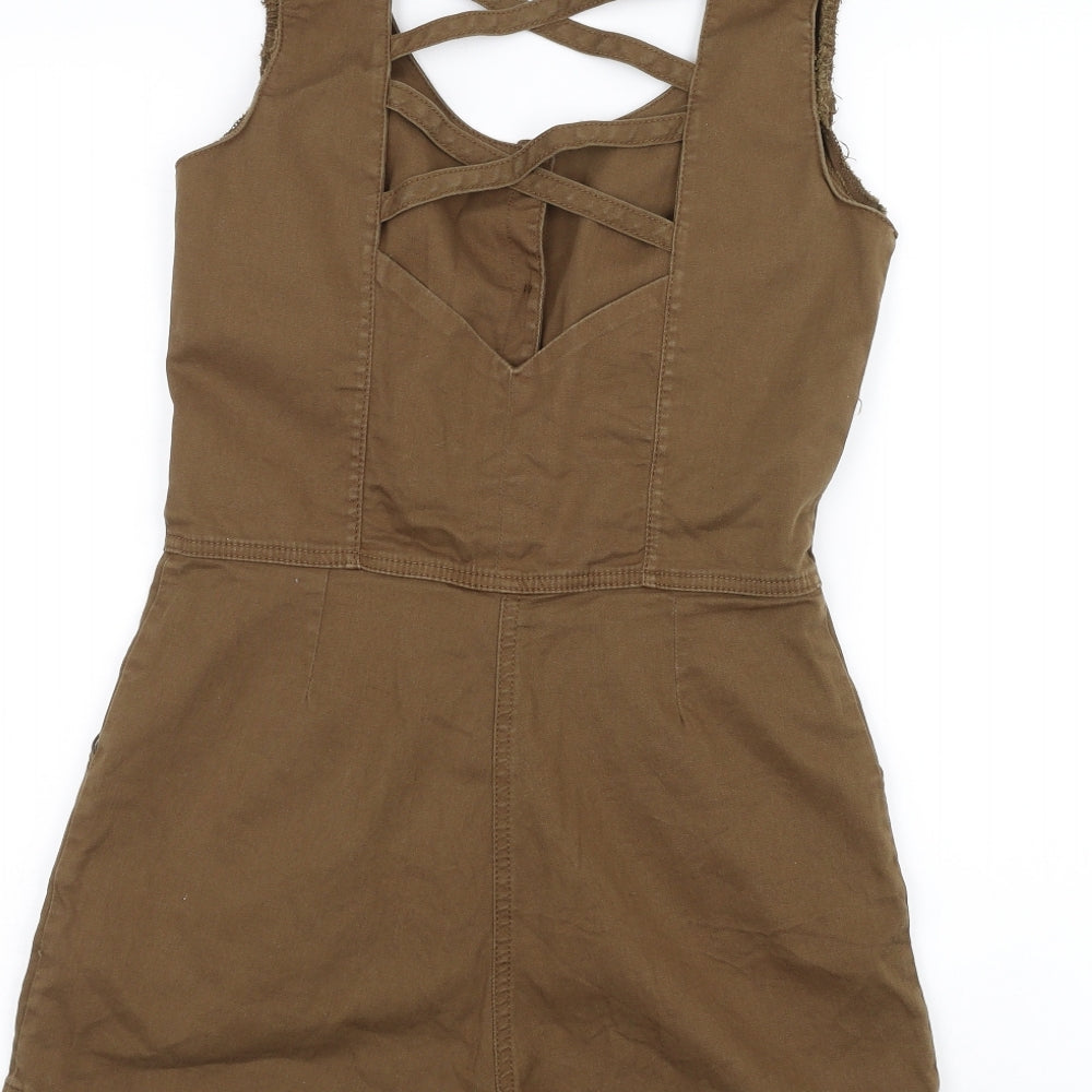 Miss Selfridge Womens Brown   Bodysuit One-Piece Size 10