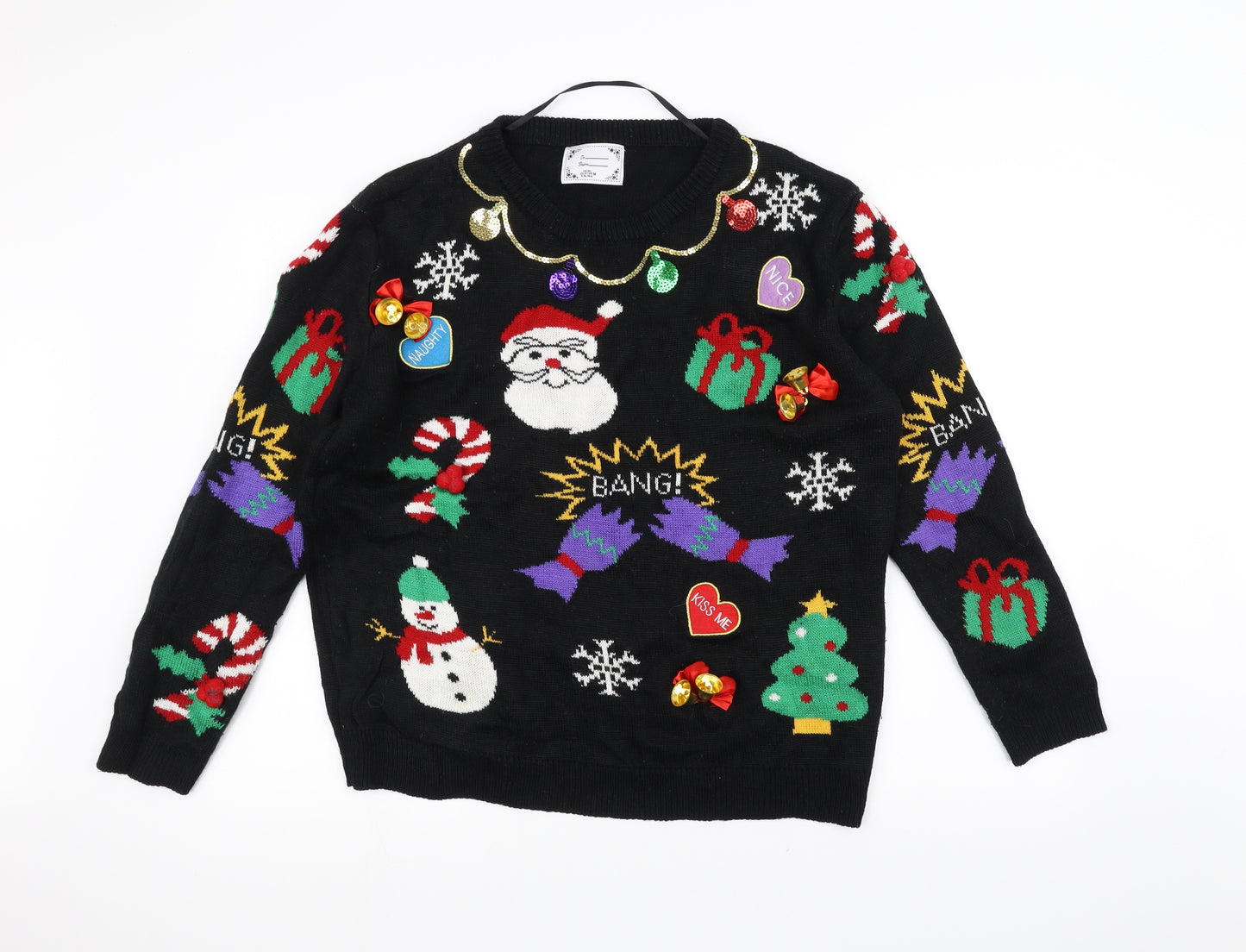 Atmosphere Mens Black  Knit Pullover Jumper Size M  - Christmas  Jumper