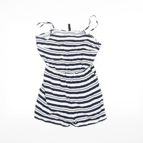 H&M Womens White Striped  Jumpsuit One-Piece Size 12