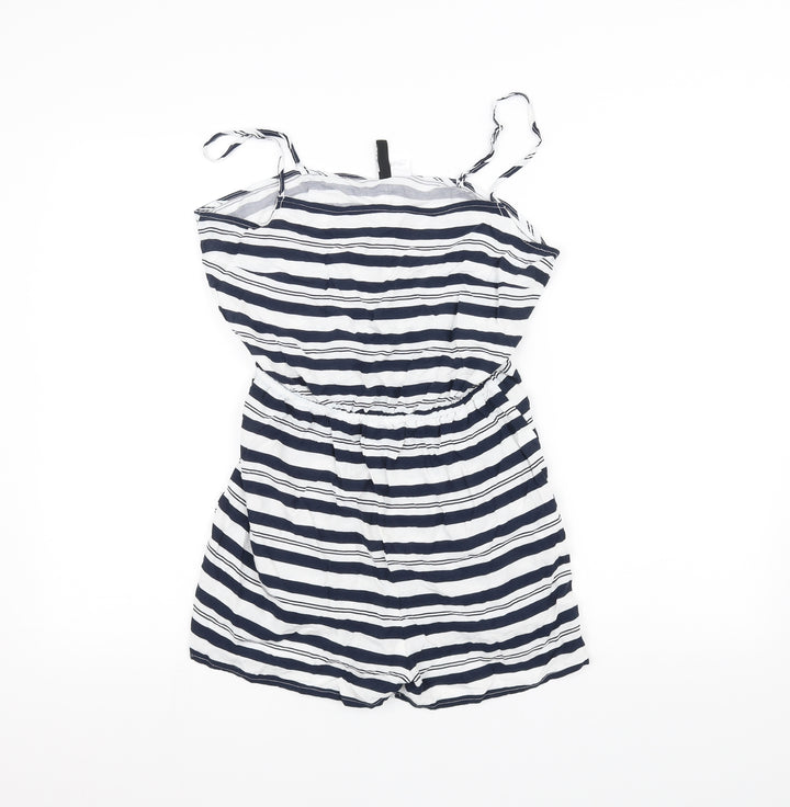 H&M Womens White Striped Jumpsuit One-Piece Size 12