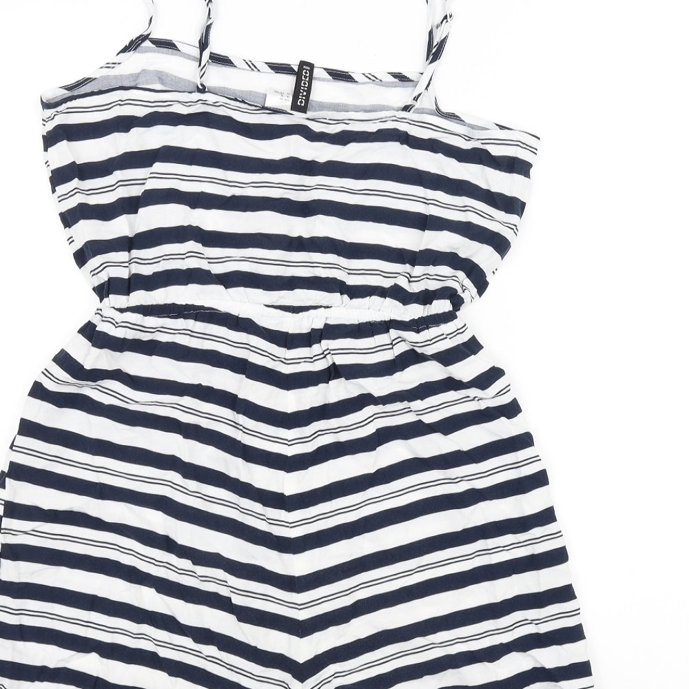 H&M Womens White Striped  Jumpsuit One-Piece Size 12