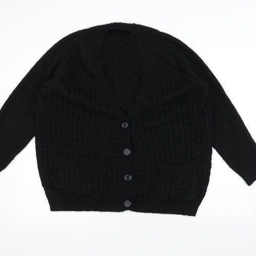 New Look Womens Black  Knit Jacket Coatigan Size 16