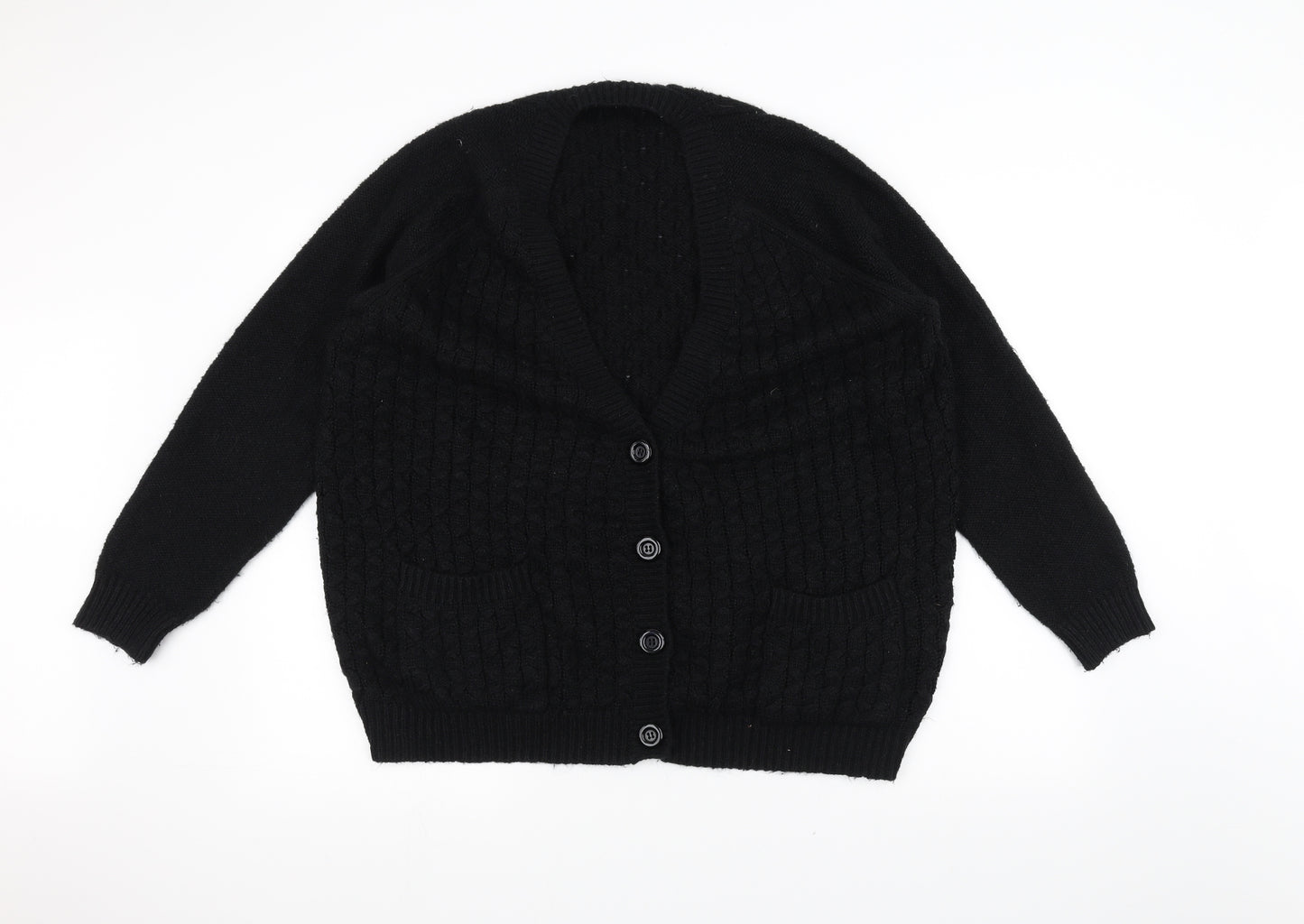 New Look Womens Black  Knit Jacket Coatigan Size 16