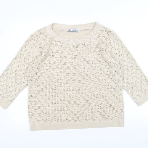 Pure & Natural Womens White   Pullover Jumper Size S