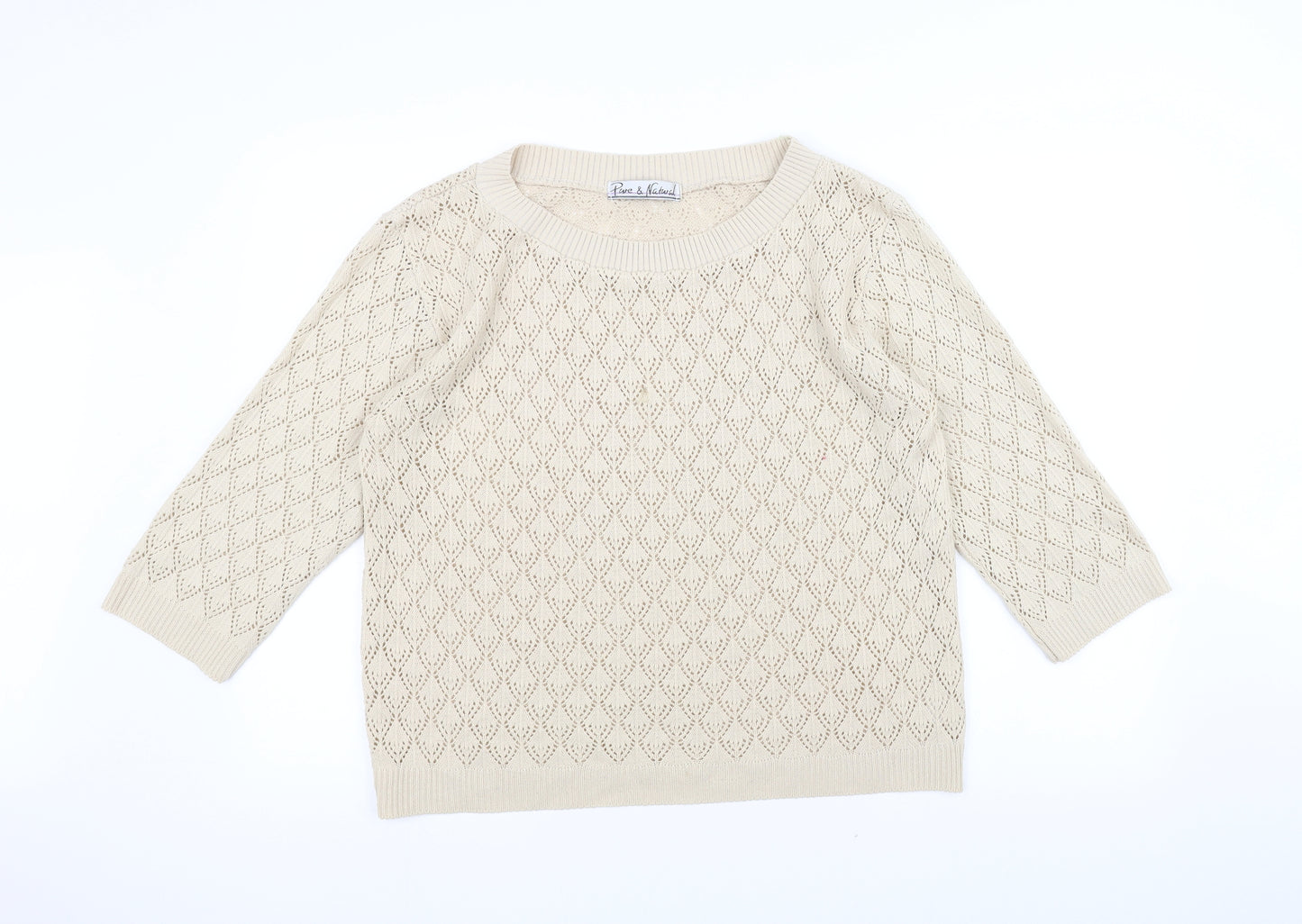 Pure & Natural Womens White   Pullover Jumper Size S