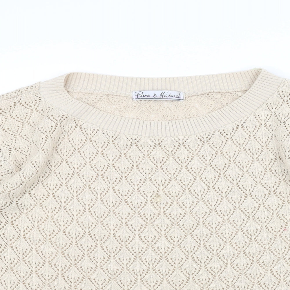 Pure & Natural Womens White   Pullover Jumper Size S