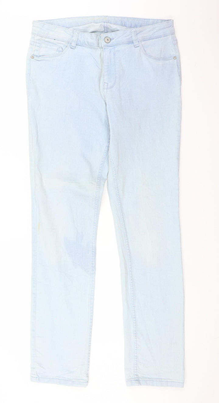 Preworn Womens Blue  Denim Straight Jeans Size 14 L30 in