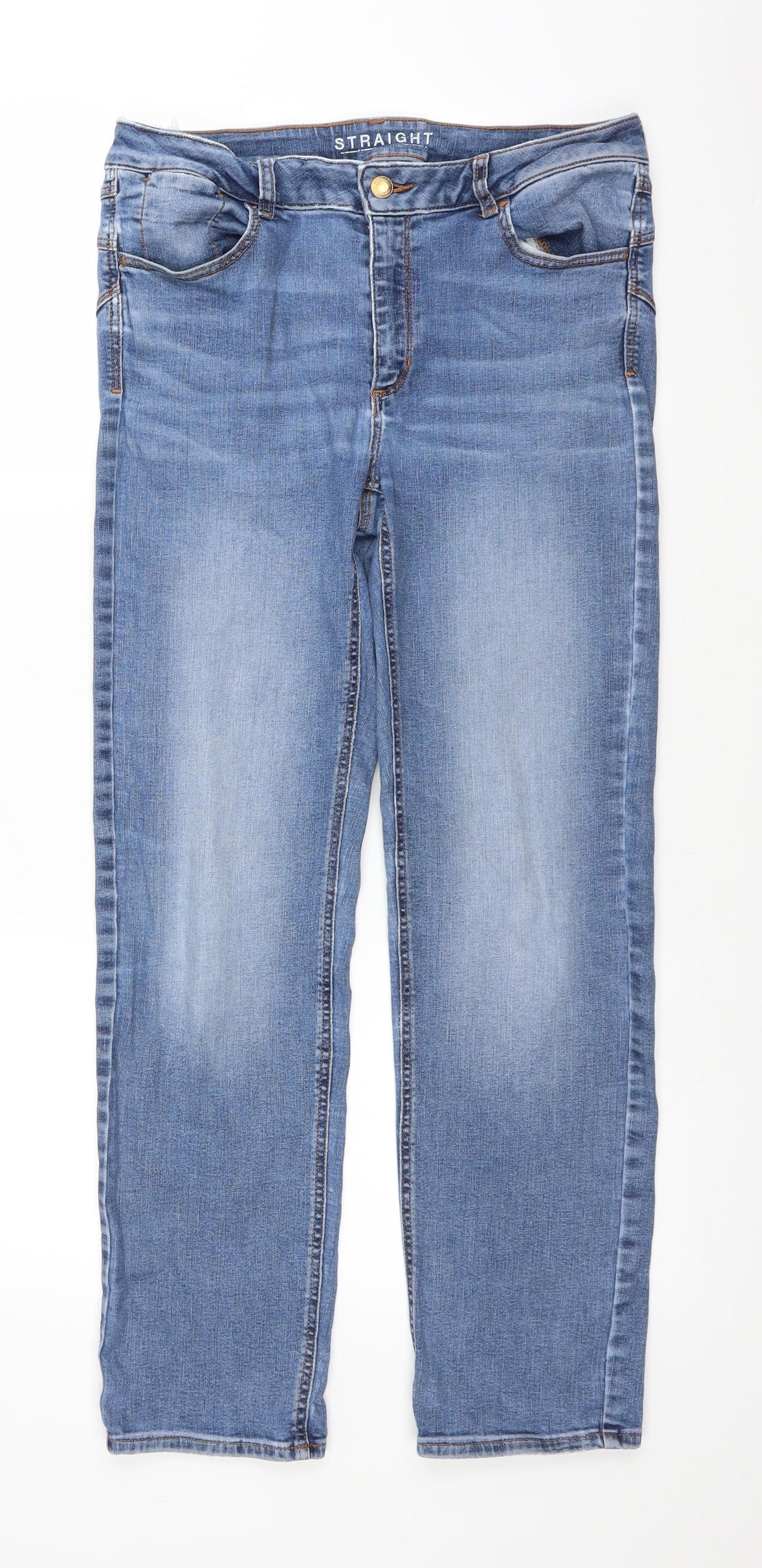 Marks and Spencer Womens Blue  Denim Straight Jeans Size 12 L27 in