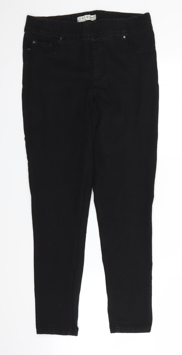 Denim & Co. Womens Black Denim Straight Jeans Size 12 L25 in