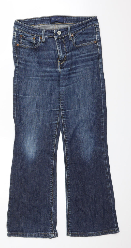 Front view of Demi Curve women’s blue denim bootcut jeans, size UK 28, in, 25.5-inch leg