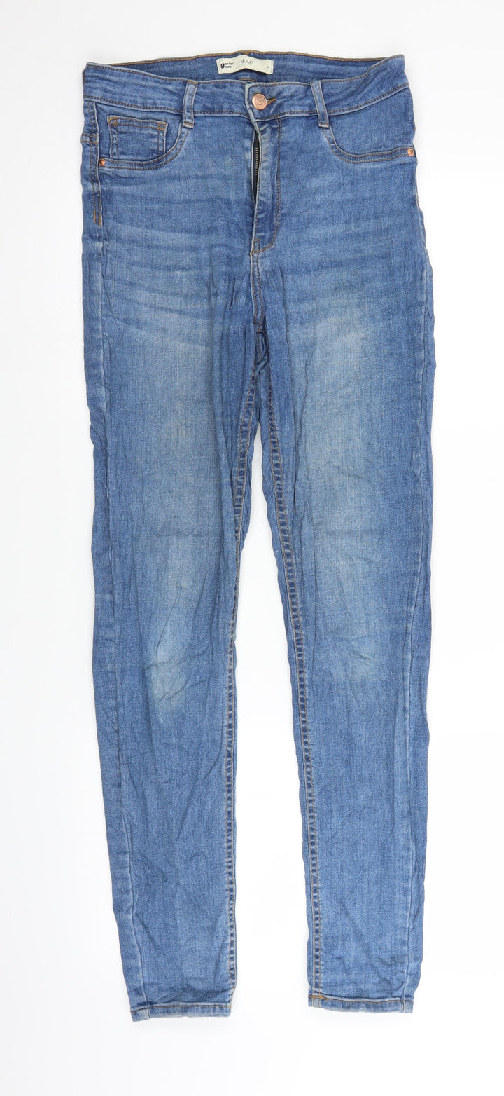 Molly Womens Blue Denim Straight Jeans Size L L28 in