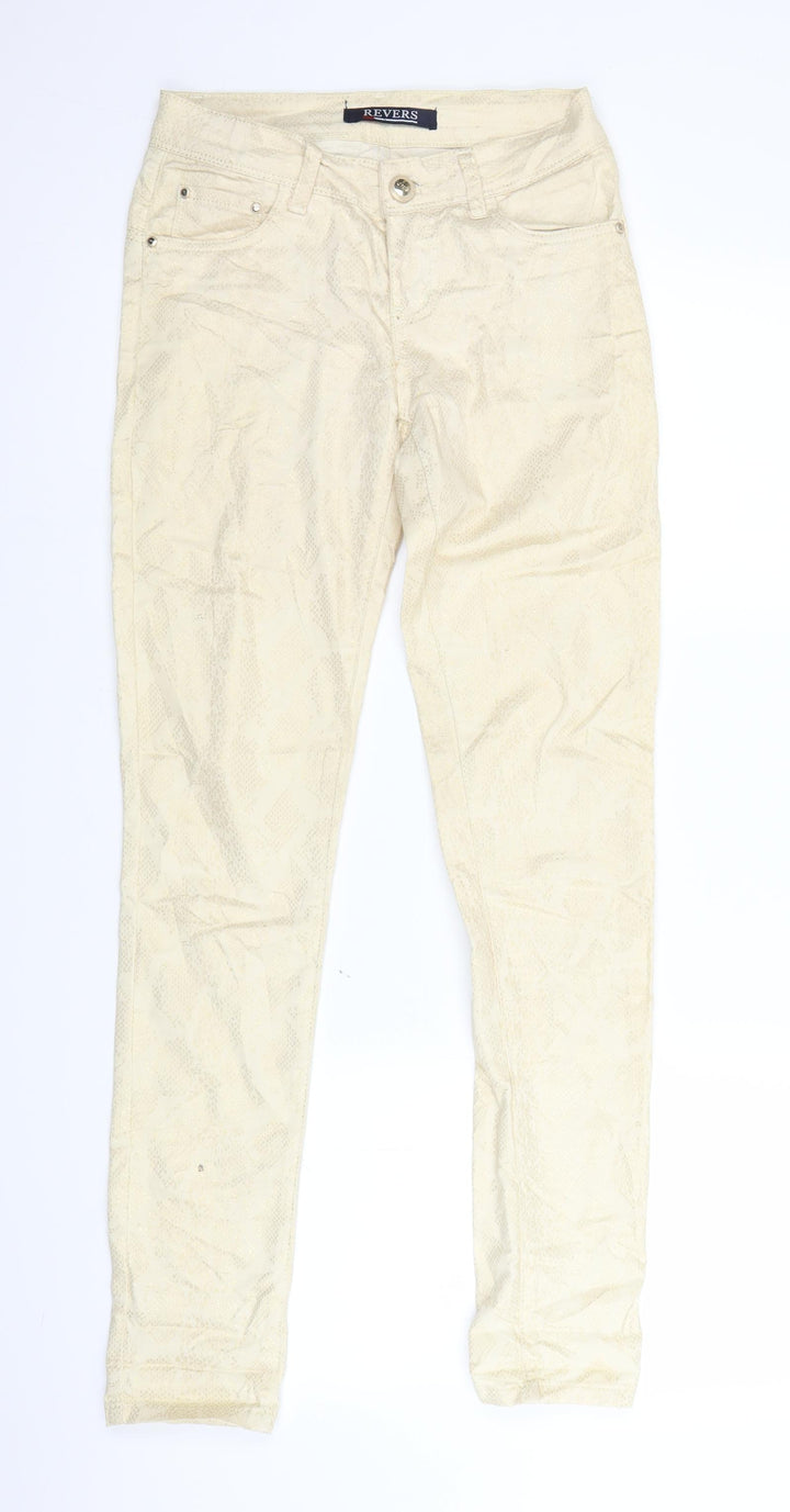 Revers Womens Ivory Animal Print Denim Straight Jeans Size XS L30 in