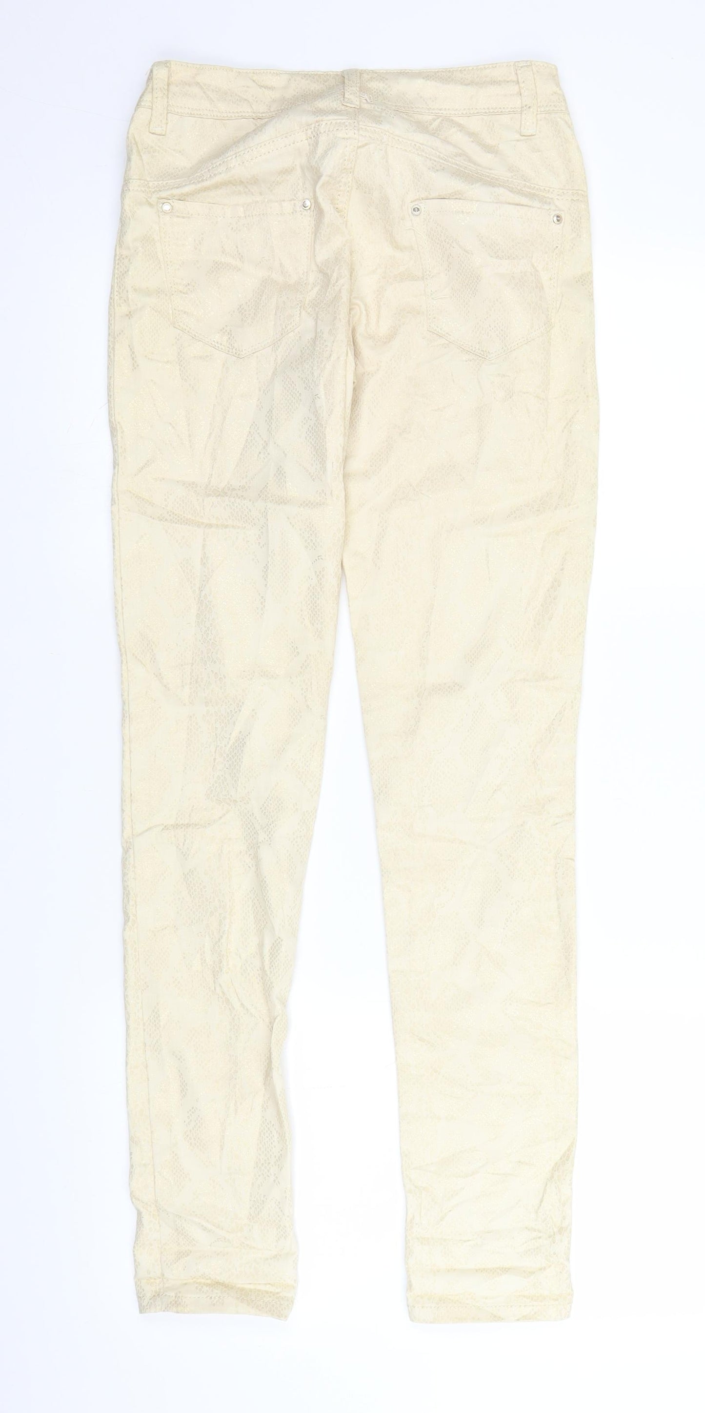 Revers Womens Ivory Animal Print Denim Straight Jeans Size XS L30 in