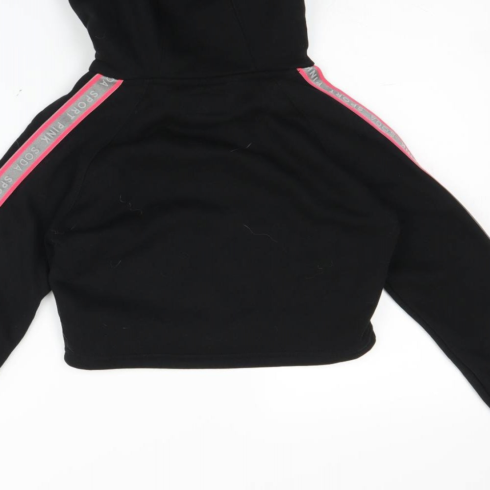 Pink Soda Womens Black   Pullover Hoodie Size 6  - cropped