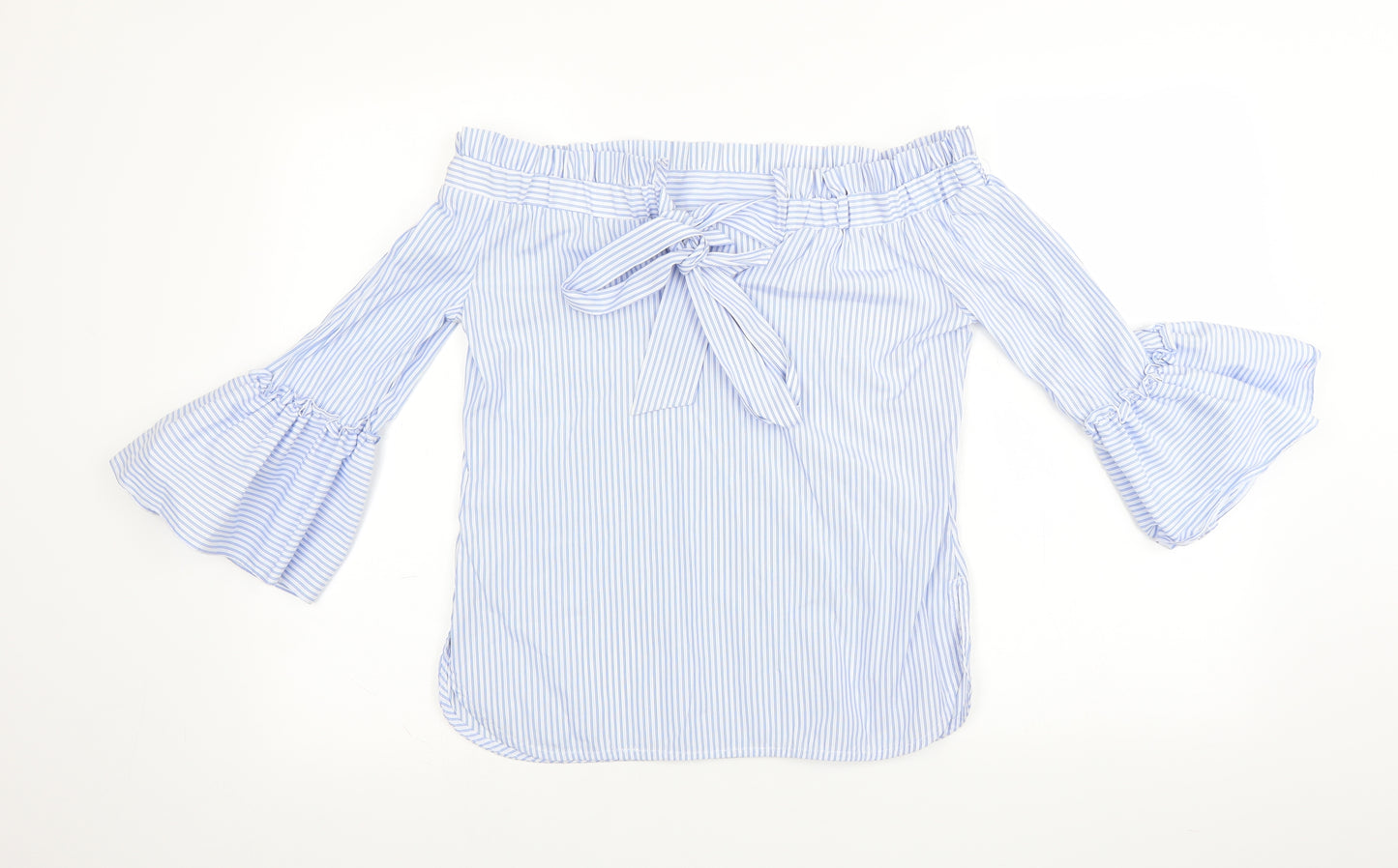 Papaya Womens Blue Striped  Basic Blouse Size 8