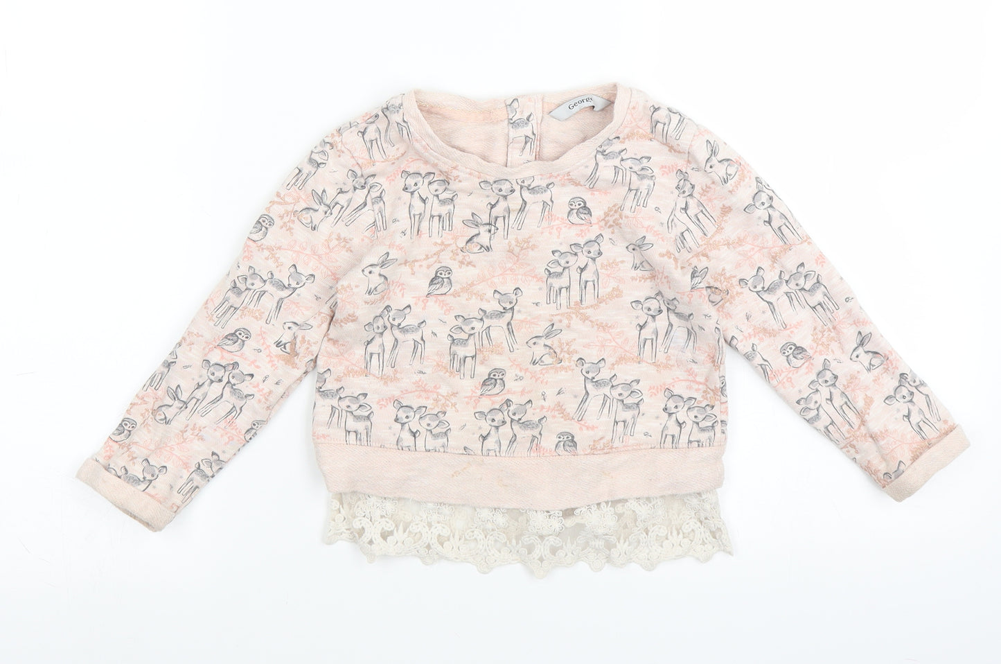 George Girls Pink Animal Print  Pullover Jumper Size 3-4 Years