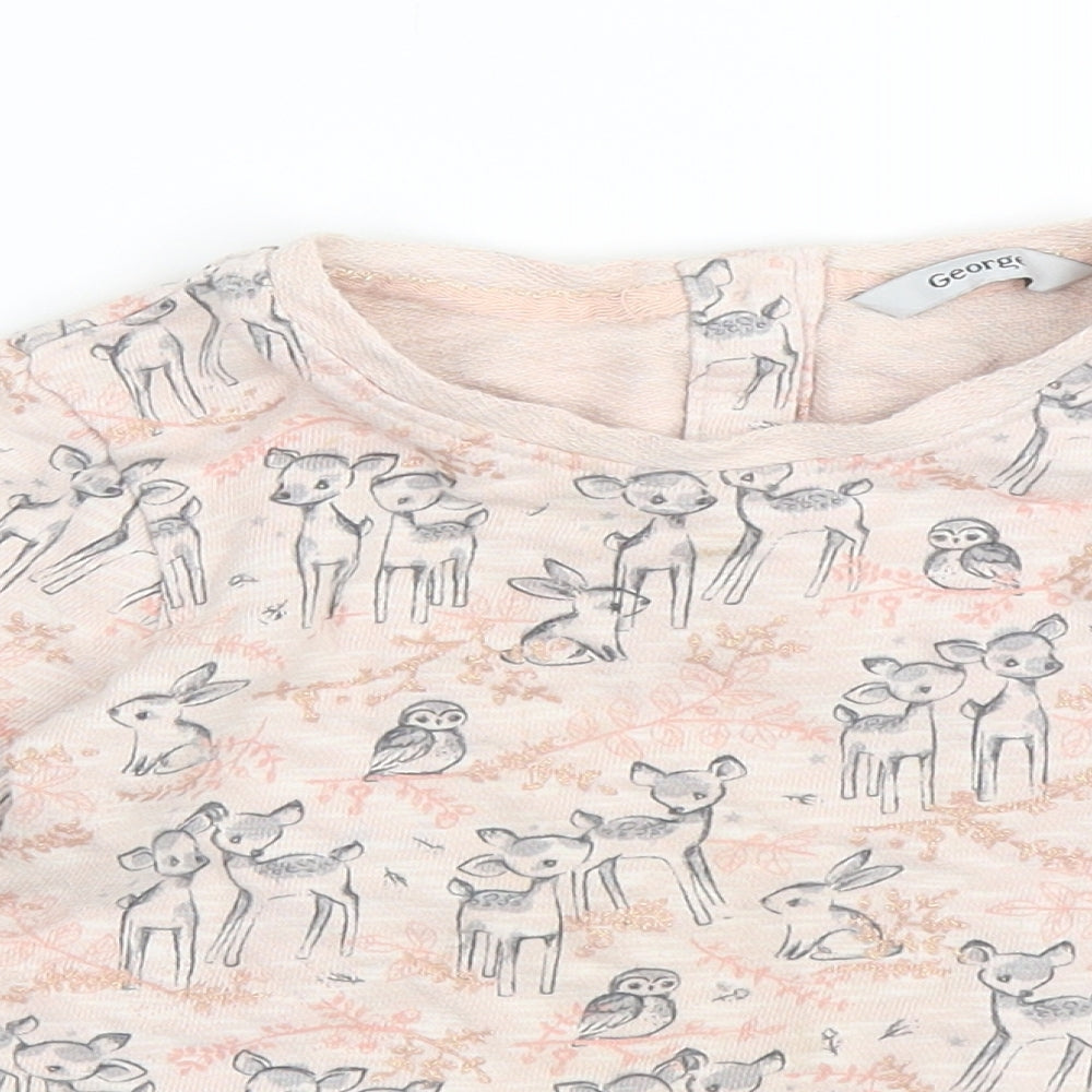 George Girls Pink Animal Print  Pullover Jumper Size 3-4 Years