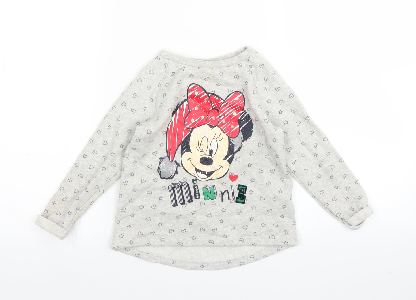 Disney Girls Grey Polka Dot  Pullover Jumper Size 3-4 Years  - Minnie mouse