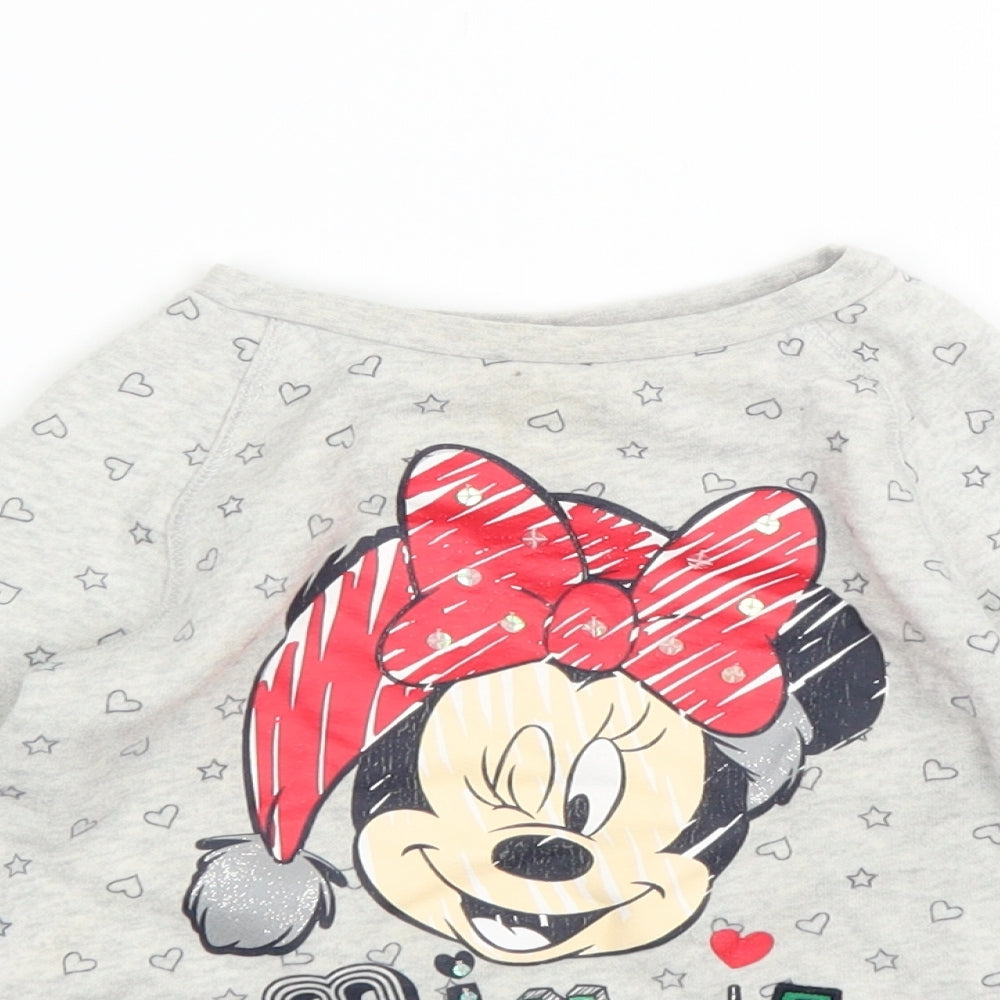 Disney Girls Grey Polka Dot  Pullover Jumper Size 3-4 Years  - Minnie mouse