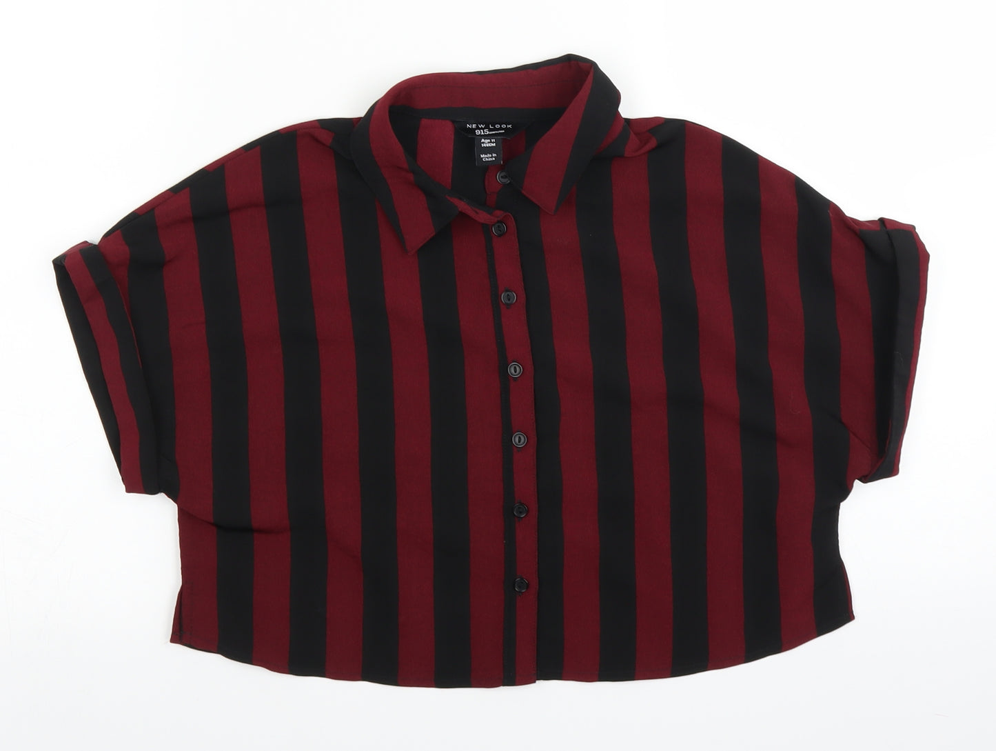 New Look Girls Red Striped  Cropped Button-Up Size 11 Years