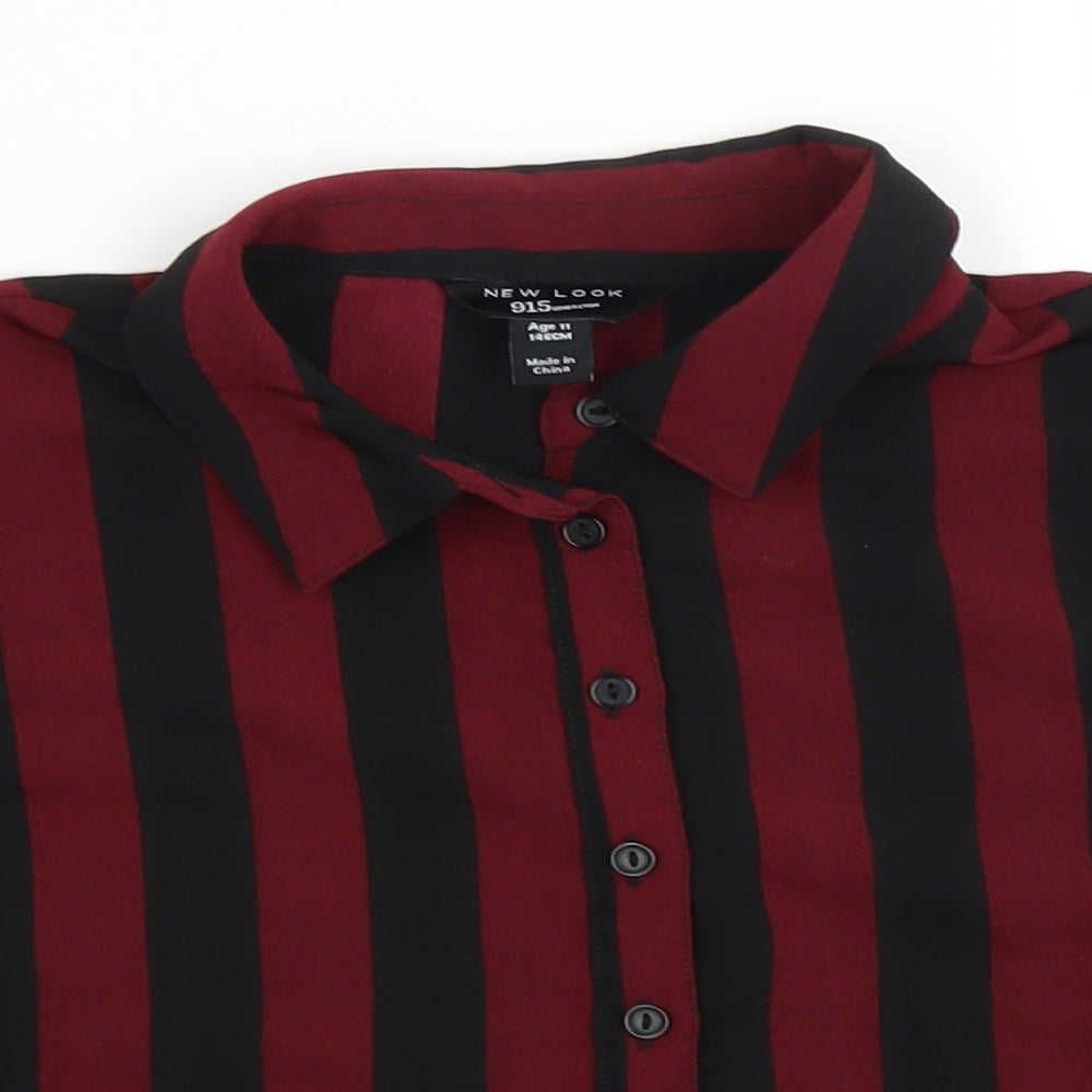 New Look Girls Red Striped  Cropped Button-Up Size 11 Years
