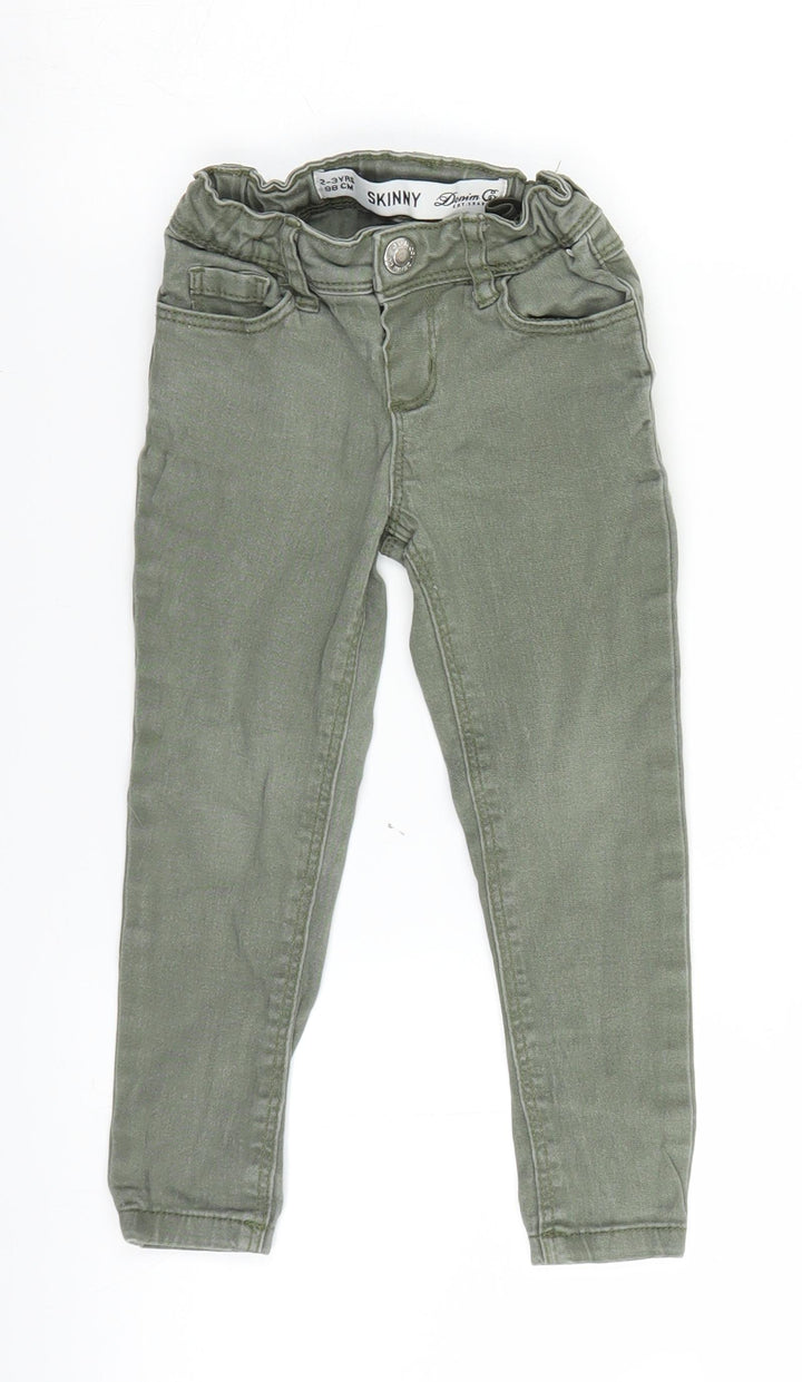 Denim & Co. Boys Green Denim Skinny Jeans Size 2-3 Years