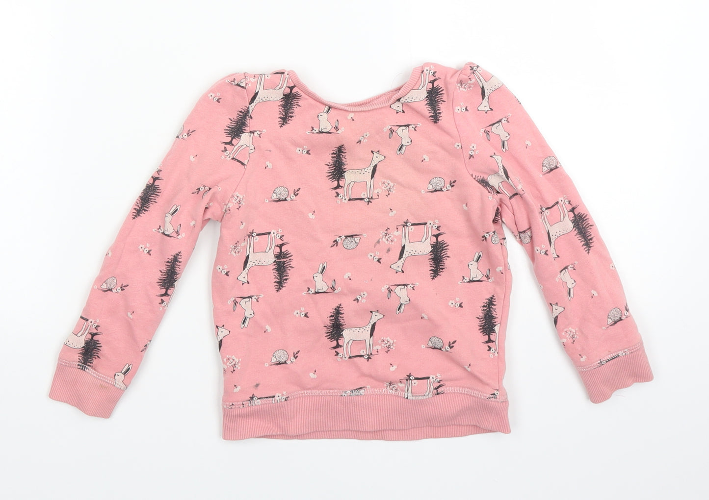 Nutmeg Girls Pink Animal Print  Pullover Jumper Size 3-4 Years