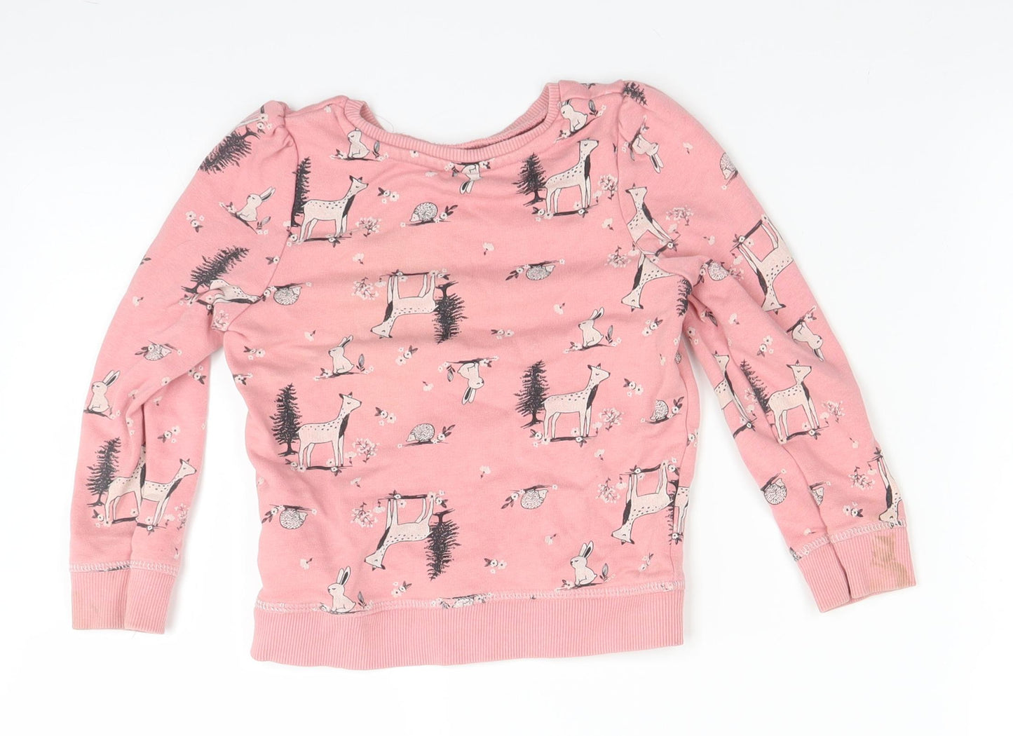 Nutmeg Girls Pink Animal Print  Pullover Jumper Size 3-4 Years