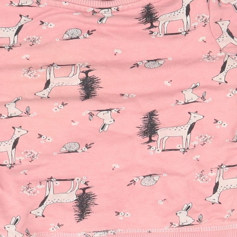 Nutmeg Girls Pink Animal Print  Pullover Jumper Size 3-4 Years