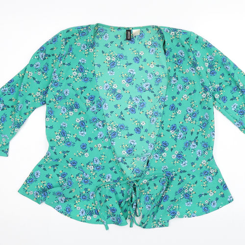 Divided Womens Green Floral  Basic Blouse Size 8