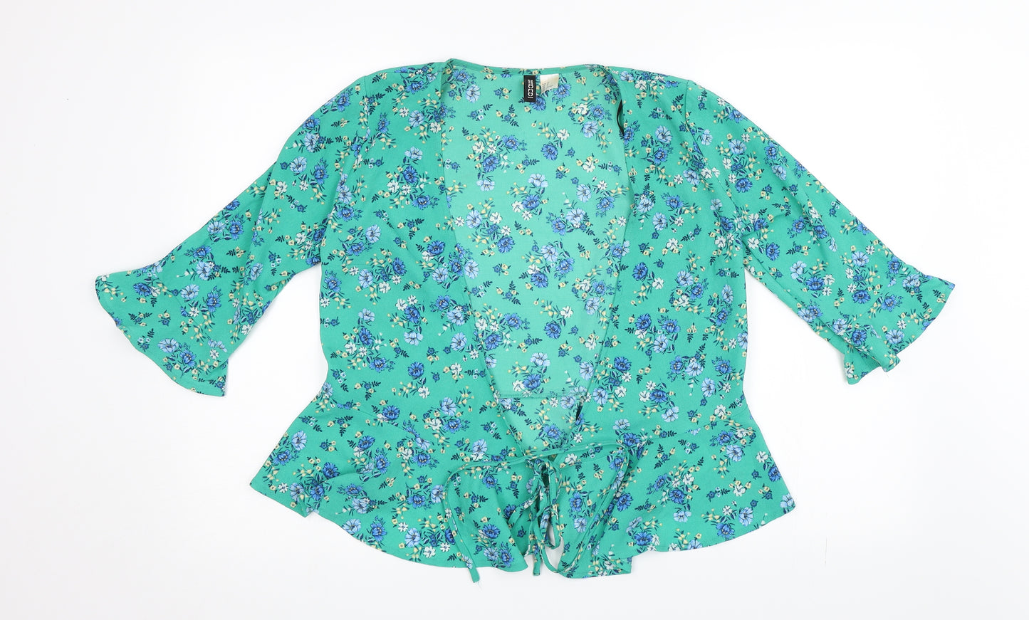Divided Womens Green Floral  Basic Blouse Size 8