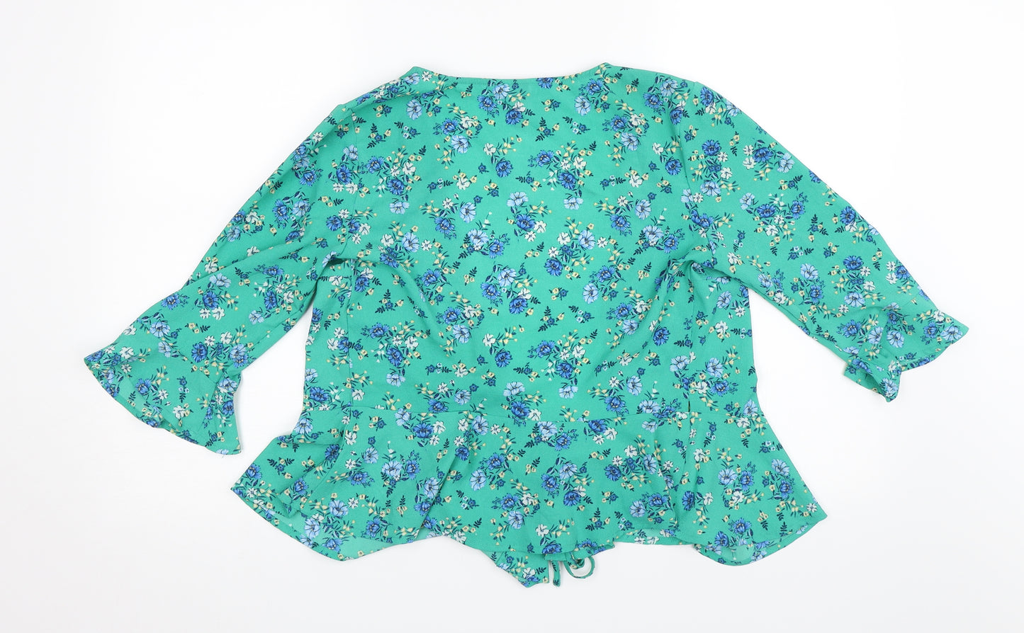 Divided Womens Green Floral  Basic Blouse Size 8