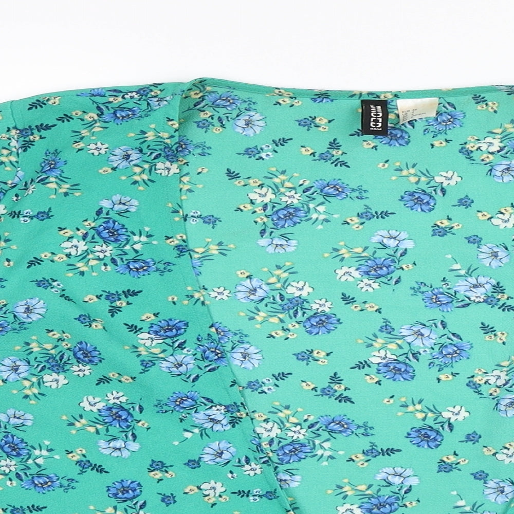 Divided Womens Green Floral  Basic Blouse Size 8