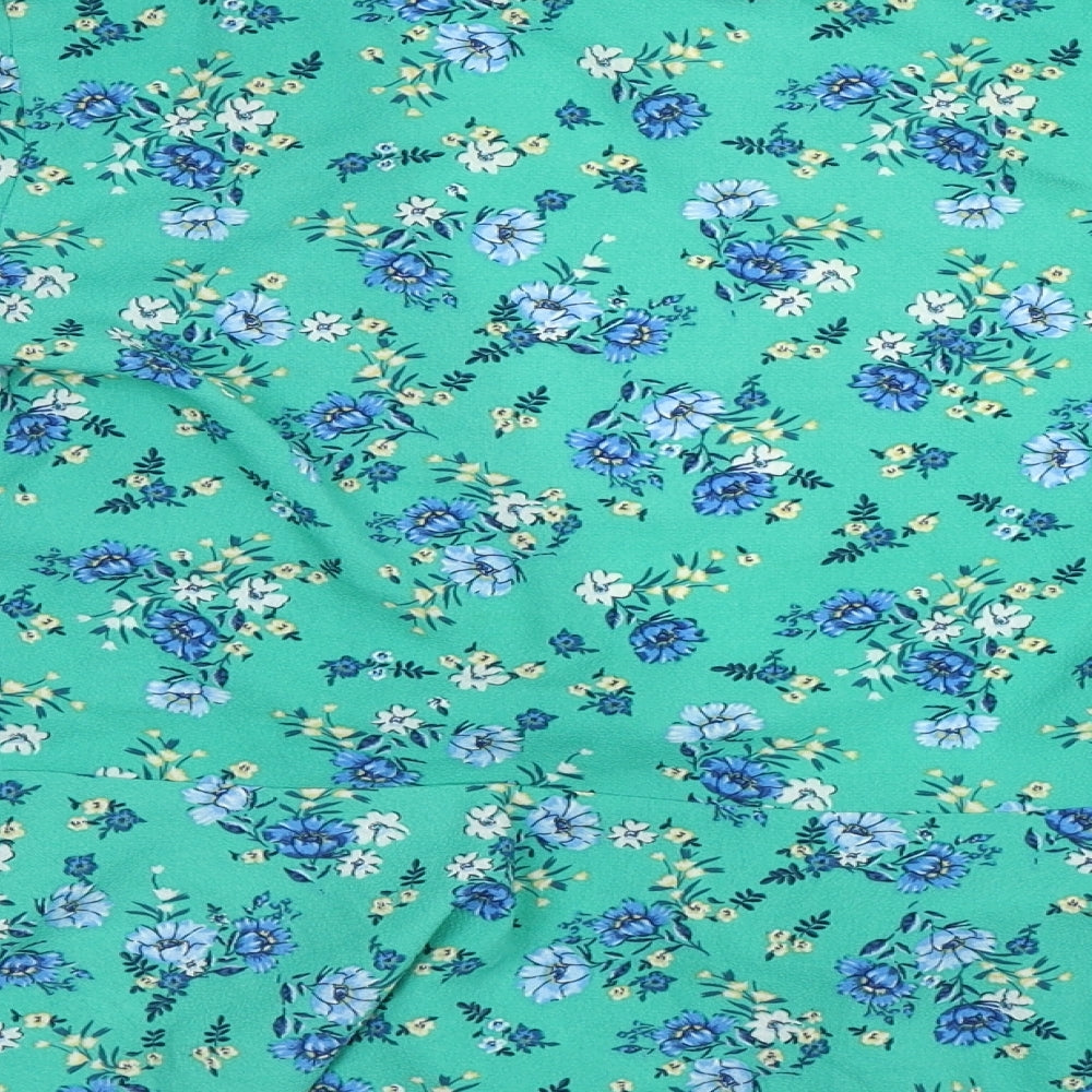 Divided Womens Green Floral  Basic Blouse Size 8