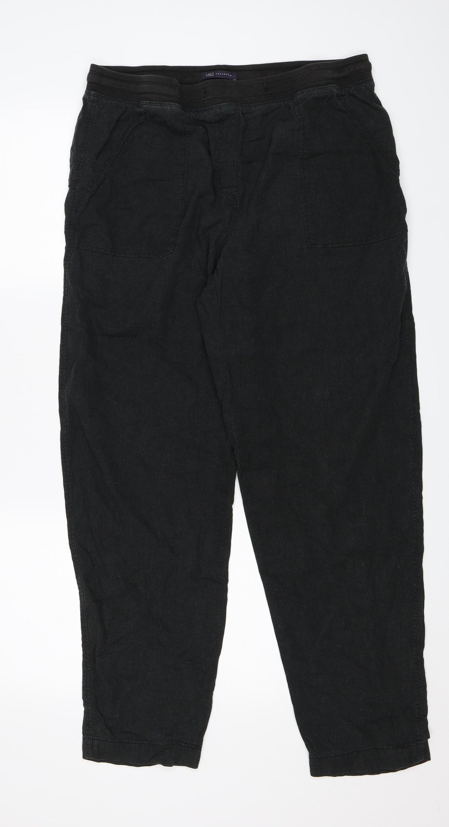 M&S Womens Black   Trousers  Size 14 L28.5 in