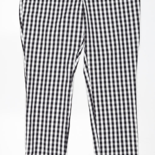 Peacocks Womens Black Check  Trousers  Size 10 L27 in