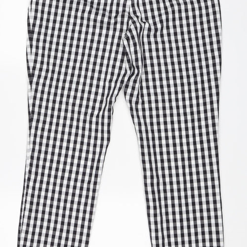 Peacocks Womens Black Check  Trousers  Size 10 L27 in