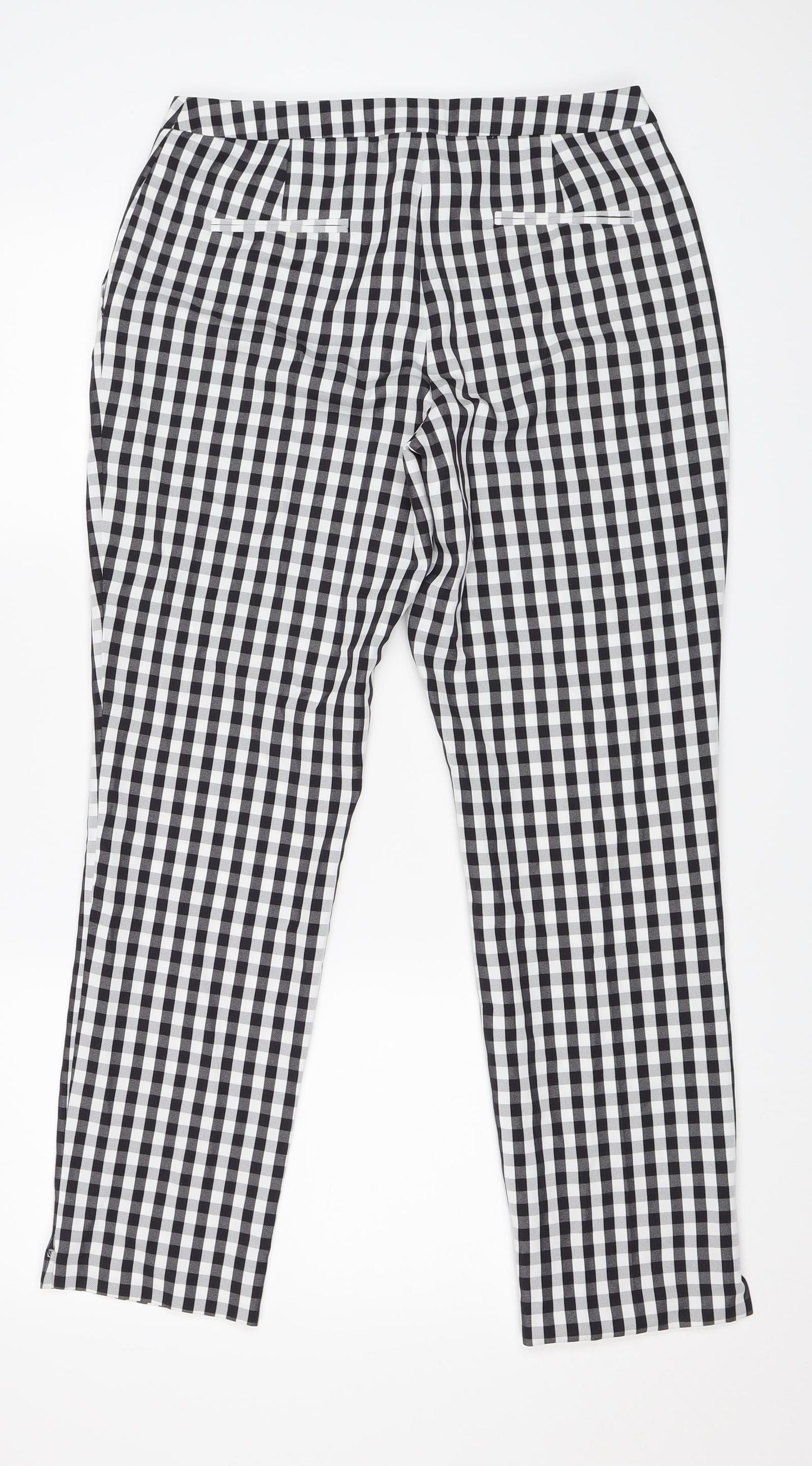 Peacocks Womens Black Check  Trousers  Size 10 L27 in