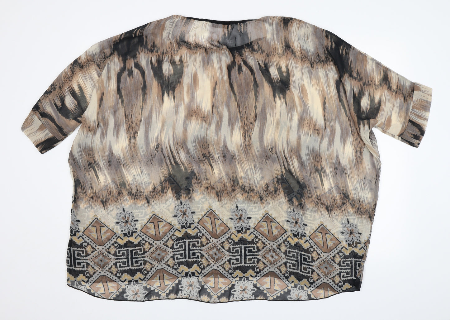 Kasara Womens Beige Geometric  Basic Blouse Size L