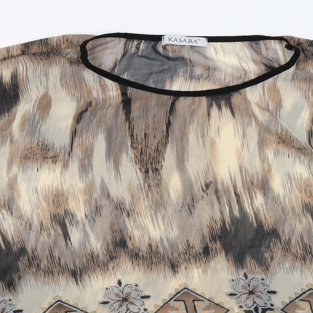 Kasara Womens Beige Geometric  Basic Blouse Size L