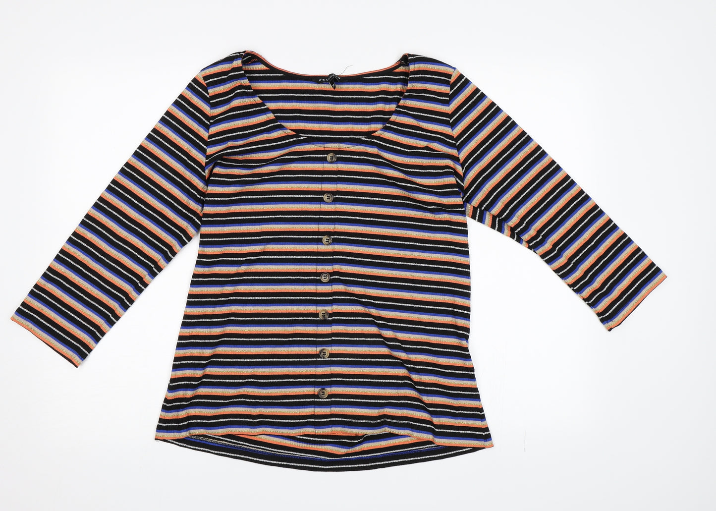 Peacocks Womens Orange Striped  Basic T-Shirt Size 20