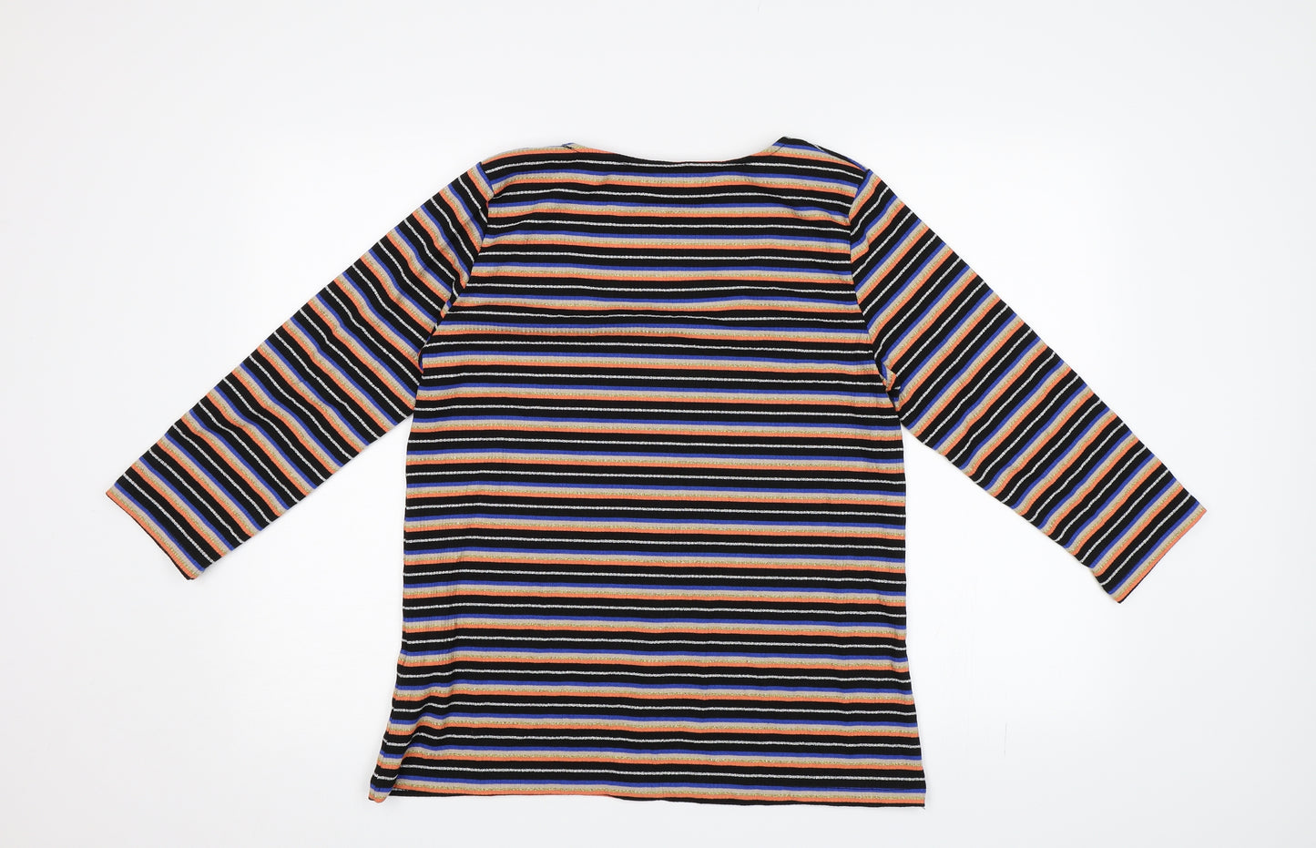 Peacocks Womens Orange Striped  Basic T-Shirt Size 20